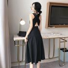 Sleeveless Cutout A-line Midi Chiffon Dress