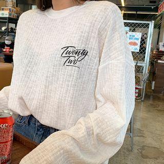 Drop-shoulder Ribbed Letter Knit Top