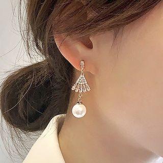 Faux Pear Rhinestone Fan Drop Earring 1 Pair - One Size