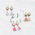 Cat Eye Stone Flower Tassel Dangle Earring
