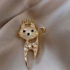 Crown Cat Brooch Gold - One Size
