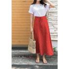 Heart Pattern Maxi Skirt With Sash
