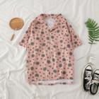 Short Sleeve Print Shirt Pink - One Size
