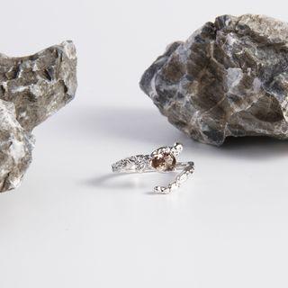 Rhinestone Melting Alloy Open Ring Silver - One Size