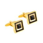 Fashion Simple Plated Gold Geometric Square Cufflinks With Cubic Zirconia Golden - One Size
