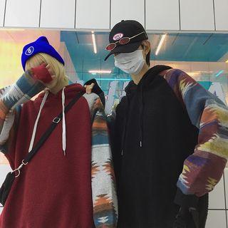 Couple Matching Print Panel Hoodie