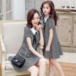 Family Matching Short-sleeve Houndstooth Dress