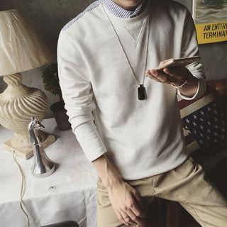 Striped Collar Mock Two-piece Pullover