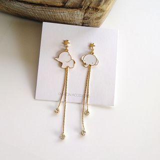 Non-matching Alloy Elephant Fringed Earring