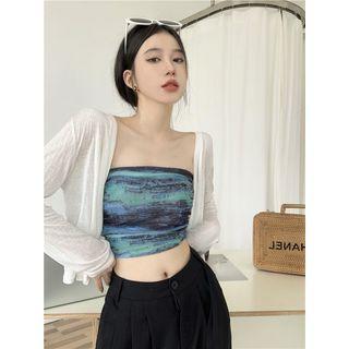 Plain Light Cardigan / Cropped Tube Top