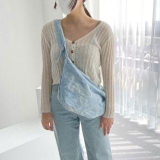 Zipped Denim Hobo Bag