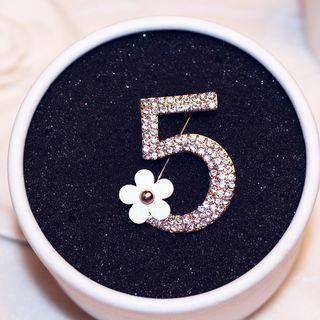 Rhinestone Number Brooch