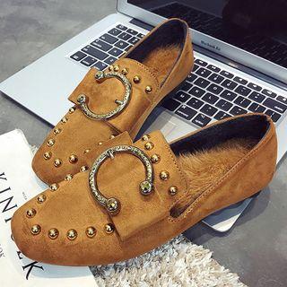 Buckled Studded Moccasin Flats