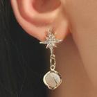 Star Alloy Cat Eye Stone Dangle Earring 1 Pair - 01 - Gold - One Size
