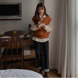 Plain Shirt / Sweater Vest / Set