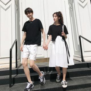 Couple Matching Short-sleeve T-shirt / Shorts / Midi A-line Skirt / Set