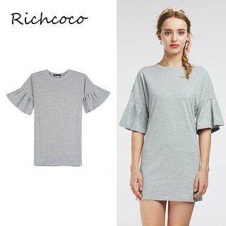 Flared Short-sleeve Minidress