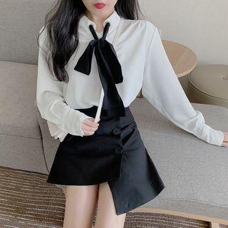 Bow-neck Blouse / Mini Skirt