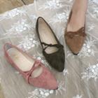 Faux Suede Bow Pointed Flats