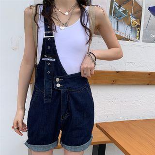 Single-strap Denim Jumper Shorts