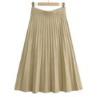 High-waist Plain Pleated Knit Skirt