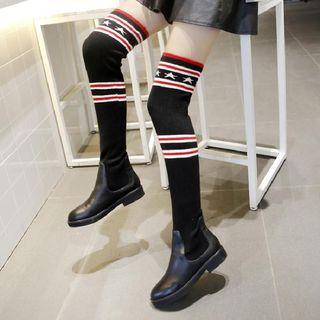 Striped Over-the-knee Boots