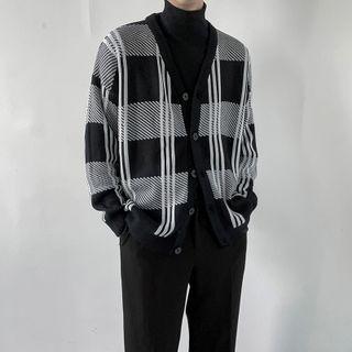 V-neck Lattice Knit Jacket