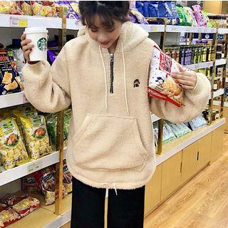 Bear Embroidered Hoodie Almond - One Size
