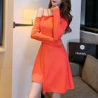 Cold Shoulder Long-sleeve A-line Mini Dress