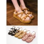 Bow Cross-strap Wedge-heel Sandals