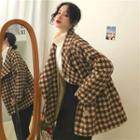 Houndstooth Loose-fit Coat As Figure - One Size