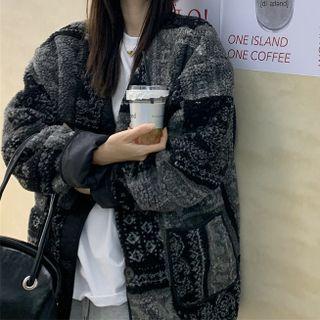 Long-sleeve Printed Fleece Jacket Jacket - One Size