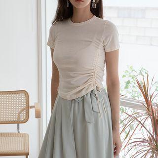Drawstring Slim Cropped T-shirt