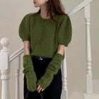 Puff-sleeve Knitted-sleeve Sweater