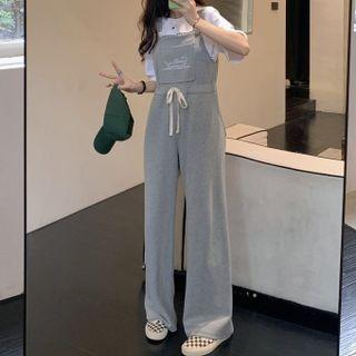 Lettering Drawstring Jumpsuit