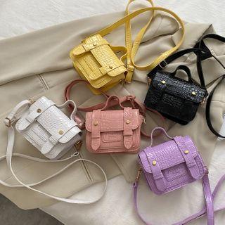 Mini Croc Grain Crossbody Satchel
