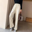 Plain Straight Cut Wide-leg Pants