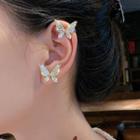 Butterfly Rhinestone Earring Single - Gold - One Size
