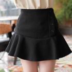 Inset Shorts Buttoned Ruffled Miniskirt