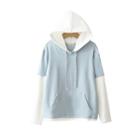 Mock Two Piece Kangaroo-pocket Hoodie