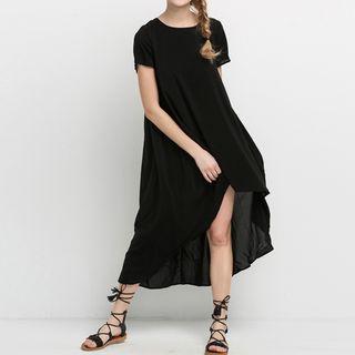 Short-sleeve Dip Back A-line Dress