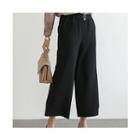 Belted Band-waist Wide-leg Dress Pants