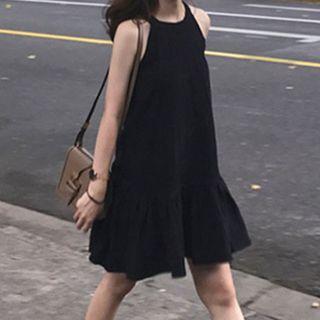 Halter Ruffle Hem A-line Dress