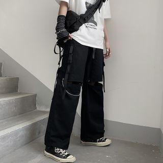 Distressed Cargo Wide-leg Pants