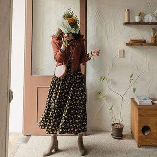 Frilled Collar Pointelle-knit Cardigan