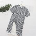 Set: Striped Short Sleeve T-shirt Dress + Pleated Skirt