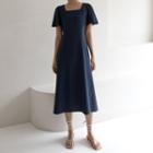 Bell-sleeve Square-neck Maxi Dress