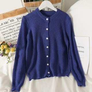 Button-up Crew-neck Knit Top In 6 Colors