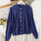 Button-up Crew-neck Knit Top In 6 Colors