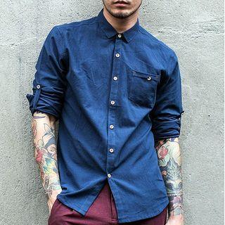 Plain Lapel Skinny Long-sleeve Shirt